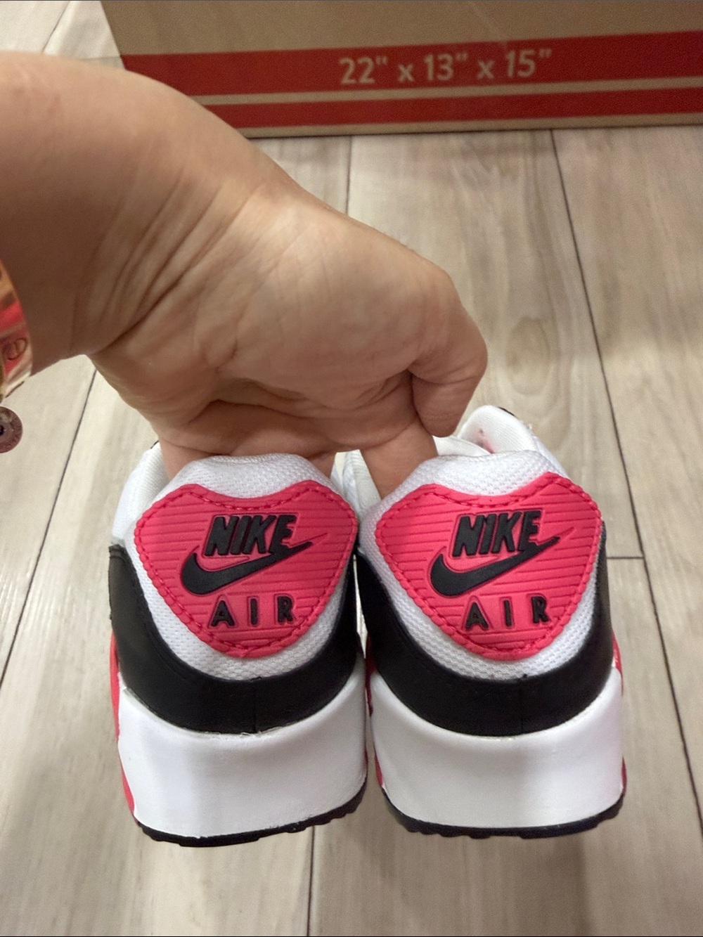 Nike Air Max 90 White Black Pink Accent Sneakers - Picture 5 of 7